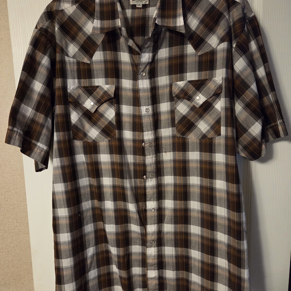 Plaid Brown and White Men's Shirt